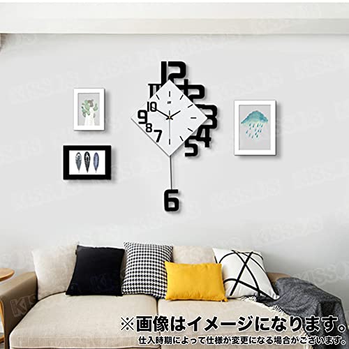 掛時計 振り子 インテリア 北欧 モダン アート 雑貨 おしゃれ 新築 リビング 子供部屋 見やすい (ブラック, M) Medium [5]