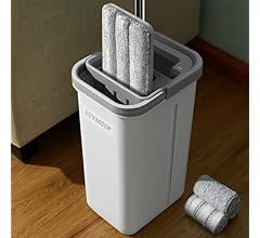 JOYMOOP Mop and Bucket with Wringer Set, Hands Free Flat Floor Mop and Bucket, with 3 Washable Microfiber Mops, Wet and Dry…
