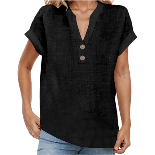 Débardeur d'été pour femme col en V et coupe ample plissée sans manches