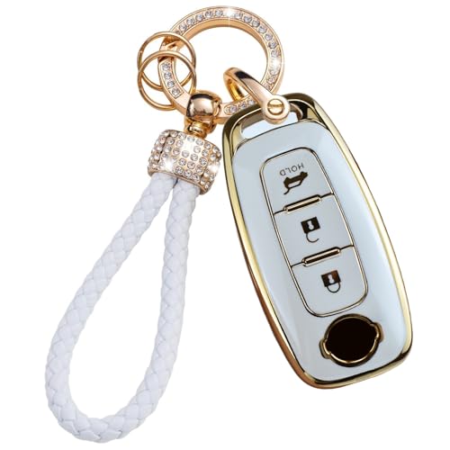 ontto TPU Car key fob cover fit for Nissan Rogue X-Trail Qashqai Altima Ariya Kicks Pathfinder Juke Teana Sentra 2023 2024 key holder Smart case Shell keyring keychain styling accessories 3 buttons B2