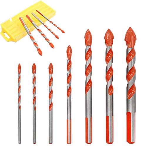 7pcs Masonry Drill Bit Sets, Ultimate Drill Bits 6542 hss Carbide Drill Bits, Multifunctional Drill bits Ceramic Punching Hole Working Sets