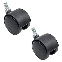 MroMax Lot De 4 Roulettes Pivotantes 360° PP 37 Mm - Tige Filetée M8x13 Mm, Charge Légère, Noir Sans Frein - Idéales Pour Chaises Bureau & Étagères