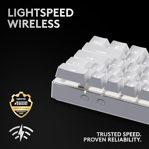 Image of Logitech G PRO X 60 Lightspeed Wireless Gaming Keyboard, Ultra Compact TKL 60% Mechanical Keyboard for Windows PC, LIGHTSYNC RGB, Dual-Shot PBT Keycaps, GX Optical Linear Switches - White