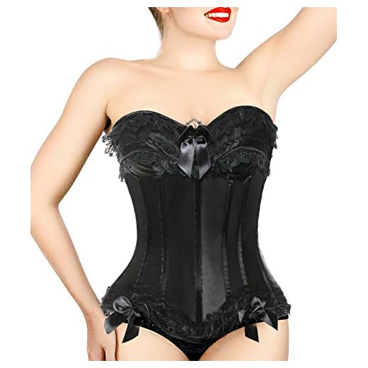 COMFREE Snörning korsett över byst vintage bustier korsett topp sexiga underkläder med ben för kvinnor svart