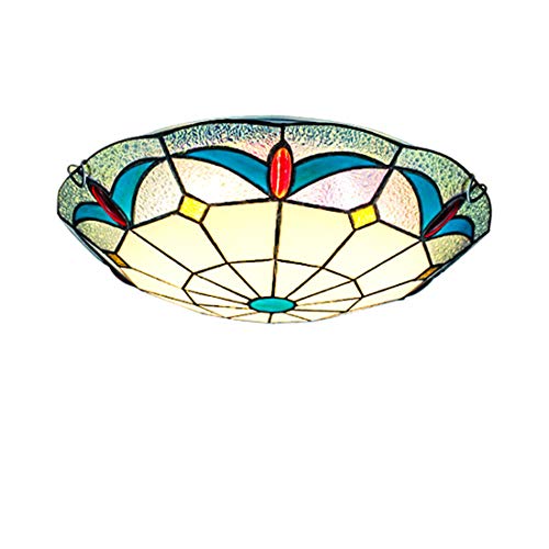Plafonnier LED rétro de luxe en vitrail G de 50cm fait main