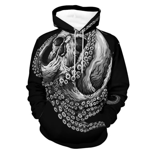 Sweat pieuvre noire confort thermique optimal pull à capuche manches longues