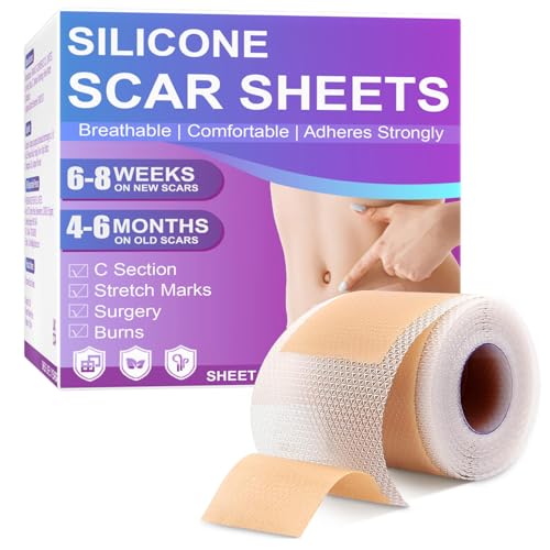 Silicone Scar Tape 4cm x 1.5M Ultra-Thin Reusable Silicone Scar Sheets for Keloids C-Sections Acne Old & New Scars Waterproof Breathable Scar Tape for All Skin Types