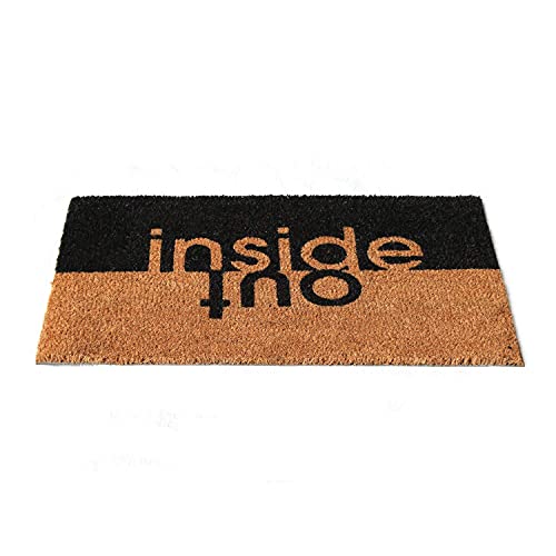 Image of Onlymat Coir Doormat for Entrance, Non Slip Door Rectangular Rug with Heavy Duty PVC Backing, Perfect Multipurpose Mat with Indoor-Outdoor Print, Black and Brown, 29.72 inchx17.72 inch