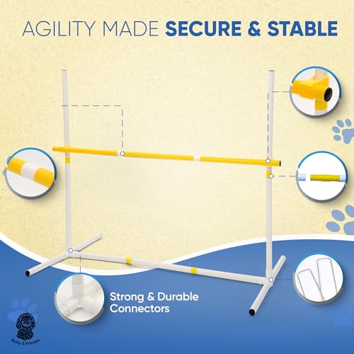 Dog Agility Course Backyard Set: Create 6 Sturdy Dog Agility Courses with our Dog Agility Equipment, Including Weave Poles, Ring Jumps and Hurdles for Dog Agility Training and Dog Exercise Equipment