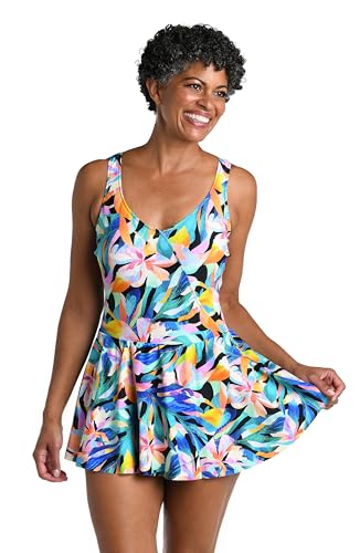 Maxine Of Hollywood Women's Standard Surplice Swim Dress One Piece Swimsuit