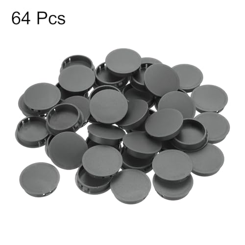 Image of MECCANIXITY 64PCS 38mm(1 1 /2 inch) Dark Grey Plastic Hole Plugs, Flush Type Panel Hole Plugs Insert End Caps for Locking Hole Tubes Furniture Cabinet