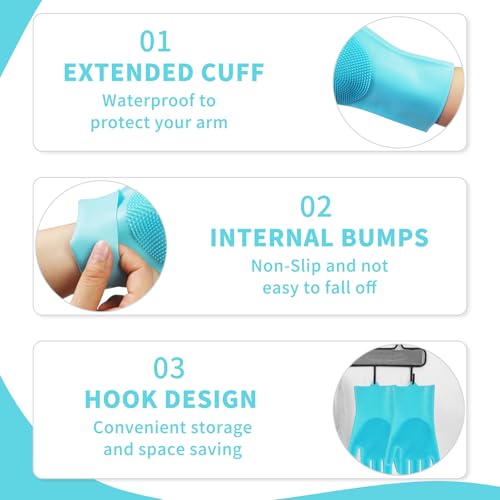 Image of Pet Grooming Gloves - Cat and Dog Glove Brush, High Efficiency Pet Hair Removal Massage Gloves, Silicone Bath Cleaning Gloves (1 Pair)