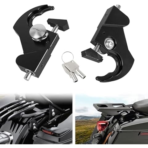 DSISIMO Detachable Locking Rotary Docking Latches Clips Kits with Keys Compatible with for 1986-2024 Harley Touring Softail Sportster Dyna Mounting Backrest Sissy Bar Luggage Rack Latches Clips Cover
