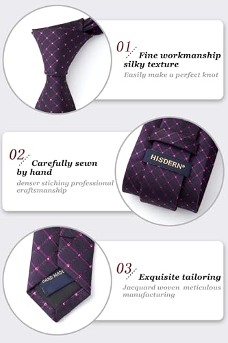 Image of HISDERN Polka Dot Ties for Men Classic Silk Ties and Pocket Square Formal Business Necktie Handkerchief Wedding Party