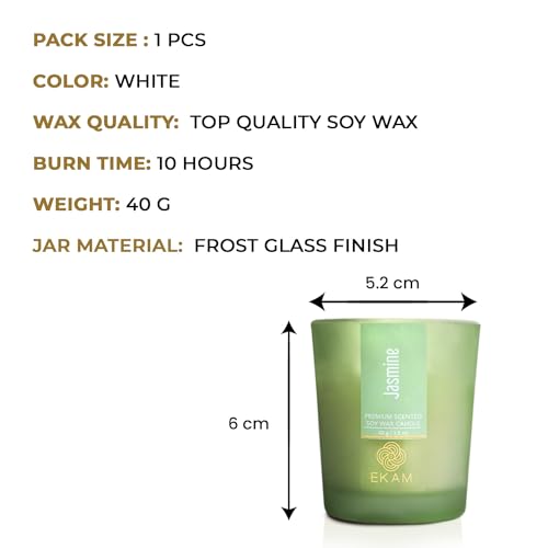 Image of EKAM Jasmine Votive Soy Wax Scented Candle, 40 Grams, 10 Hours Burn Time| Long Lasting Premium Candles | Ideal for Home Decor | Gifting & Aromatherapy