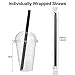 RENYIH 400 Pcs Black Boba Straws Jumbo Smoothie Straws,Individually Wrapped Disposable Plastic Large Wide-mouthed Milkshake Drinking Straws(0.43