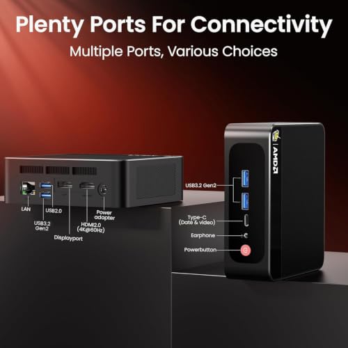 Image of Beelink Mini PC, SER5 Pro 5625U AMD Ryzen 5 (Up to 4.3GHz) 16GB DDR4 480GB M.2 SSD Mini Desktop Computer, 2.5Gbps LAN, Wifi6 /BT5.4,HDMI /DP /Type-c /4K Triple Display Micro PC