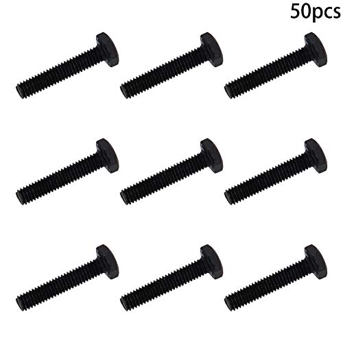 Image of Aicosineg M4 x 20mm Carbon Steel Grade 8.8 External Hex Head Screw Bolts Metric Thread Hexagon Bolts Fastener, 23 x 7 x 7mm (Lx W x H) for Hardware Furniture Machinery Black 50pcs