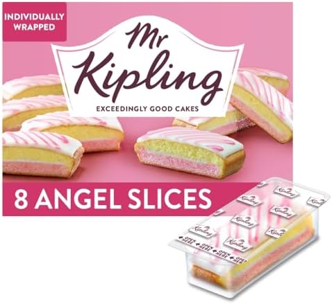 Mr Kipling Angel Cake Slices, 8 Treats – Perfect For Snacking On-the-Go (Pack of 1)