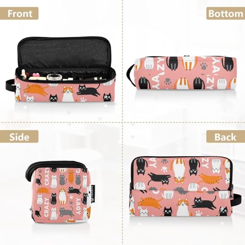 Bolsa de Viaje para Herramientas de Pelo y Tapete Resistente al Calor con Cierre impermeable para Plancha y Rizador Rosa con Gato Loco miniatura 5