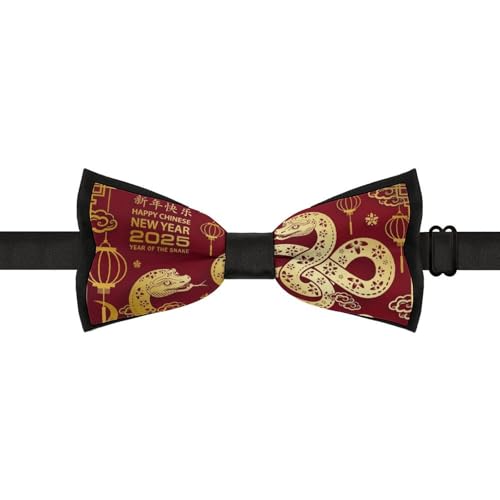 GoasNei Year Of The Snake 2025 Happy Chinese New Year 2025 Bow Tie for Men Adjustable Necktie Funny Tie Neck Ties for Weddings Party