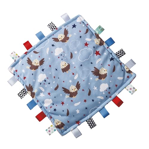 Taggies Lovey for Baby Original Comfy Security Blanket with Sensory Tags, 12 x 12-Inches, Americana