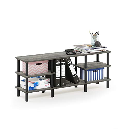 Furinno Turn-N-Tube Meuble TV Multifonctionnel à 3 Niveaux à Étagère Large, Chêne Français Gris/Noir, Bois dense, One Size