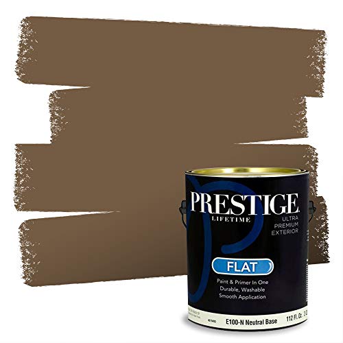 PRESTIGE Paints Exterior Paint and Primer In One, 1-Gallon, Flat, Comparable Match of Sherwin Williams* Coconut Husk*