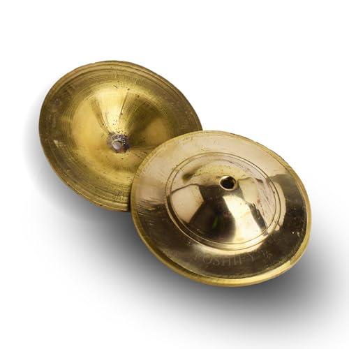 Image of Brass Manjira (Pack of 1 Set)- Traditional Indian Handcrafted Brass Cymbals for Devotional Songs, Bhajans, Classical Music, and Cultural Events - 77