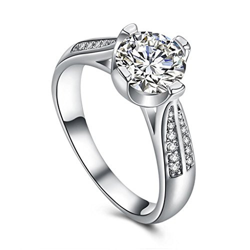 Clearance Rings,ZYooh Fashion Flower Crystal Rings Engagement Wedding Rings Jewelry Gift (Silver, 7)