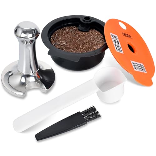 Wiederverwendbare Pads für Tassimo, Nachfüllbare Kaffeekapseln für Bosch Tassimo, 180 ml PP Kapseln, mit Kaffee Tamper 51 mm, Zubehör Kompatibel für Bosch Kaffeemaschine