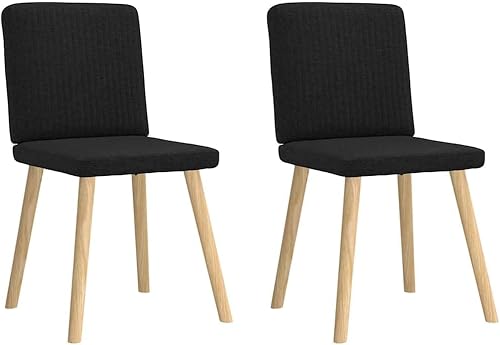 Vista 2 de Modern Dining Chairs 2-Piece Set Black Fabric Upholstered Kitchen Chairs with Metal Frame and Foam Padding for Dining Room Living Room Farmhouse