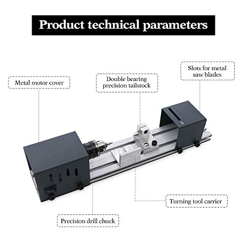 ETE ETMATE 200W Mini Lathe Beads, DIY Working Wood Lathe Milling Machine DIY Grinding Polishing Beads Drill Rotary Tool Set Lathe Set