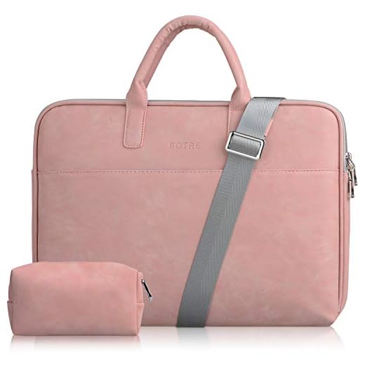 BOTRE 13-15.6 Pulgadas Bolso de Mujer Bandolera Ordenadores Multifuncional Maletín Hombre Funda para Portátil Macbook Air iPad Moda y Negocios (14pouces, Rosa)