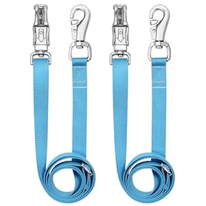 Cross Ties for Horse,Heavy Duty Nylon Horse Trailer Tie with Strong Panic Snap and Bull Snap,Adjustable Length from 45.2″ to 78.7″,Professional Horse Supplies (Blue)…