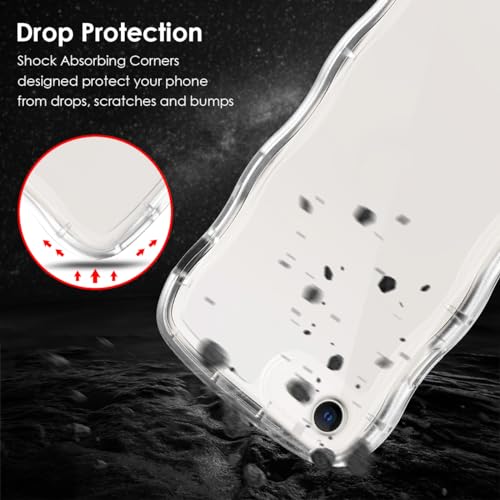 iPhone SE3 SE2 ケース クリア TPU+PC 韓国 可愛い ウェーブ ソフト 滑り止め 薄型 軽量 耐衝撃 おしゃれ スマホケース アイフォン SE3 SE2 8 7 ケース 4.7インチ PinLiSheng(クリア, iPhone SE3/SE2/7/8)