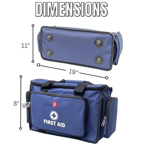 Image of PAHAL 18 inch Multi-Function Doctor First Aid Bag | Waterproof Medical Kit, 8 Pockets, 3 Compartments | Trauma, Vaccination, Emergency Bag for Clinic, Hospital, Home & Industrial Use (Blue)