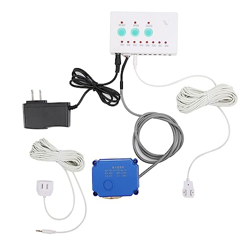 Water Leak Detection System Kit with Sound and Light Alarm, 8 LED Indicators and 8 Sensor Interfaces, DN20 Brass Ball Valve and Two Way Electric Control for Factories and