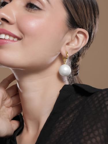 Image of Rubans Hoop Drop Earrings Gold Plated Stylish Trendy Jewellery Gift for Women & Girls