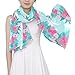 Pink and Teal Flowers Leaves Long hijab fashion neck scarves for women for evening bufanda para mujer