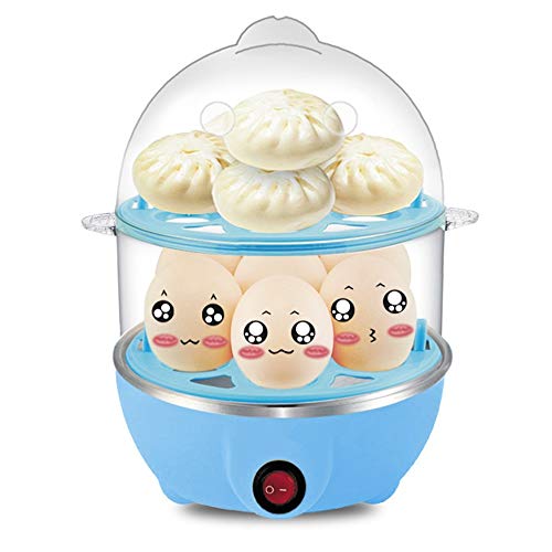 S.N Egg Boiler and Poacher，Multi-functional Soft Medium Hard Boiled Egg Cooker Steamer with Auto Shut Off Feature and 2 Tiered 14 Eggs Capacity
