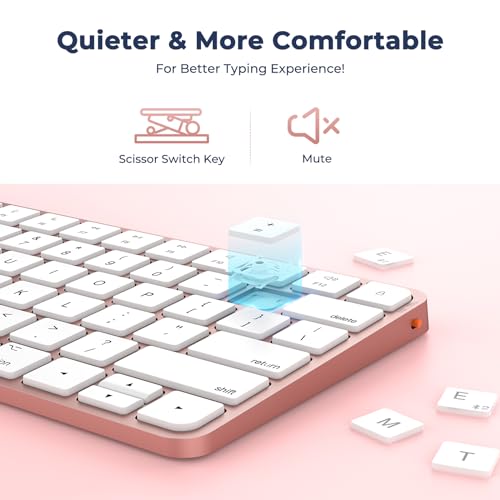 MEETION Wireless Keyboard for Mac, Slim Multi Device Bluetooth Rechargeable Low Profile Apple Layout Keyboard for iPad, iPhone, iMac, iOS, MacBook Air/Pro, Universal for Mac OS iPadOS, iOS RoseG - Image 5