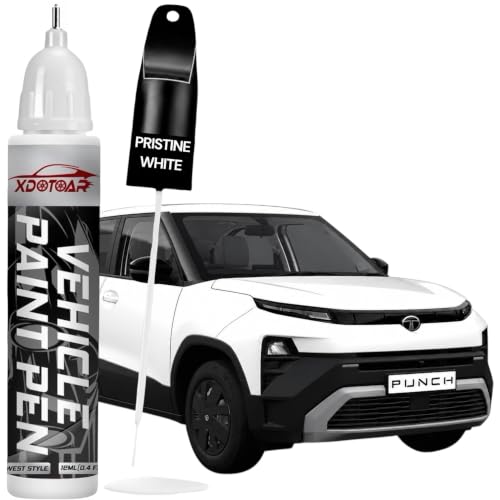 Image of xdotoar Car Touch Up Paint Pen for Tata PUNCH Pristine White | Factory Color Matched 2K Paint Technology | Car Scratch Remover & Paint Chip Repair | Quick Dry Formula | Rust Protection | 18ml