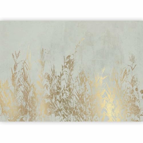murando - Carta da Parati Moderna Foglie Effetto Oro sul Calcestruzzo 350x256 cm Fotomurali in TNT - Murales per Soggiorno - Decorazione da Muro - Carte da Parati Moderne per Cameretta b-A-10179-a-a