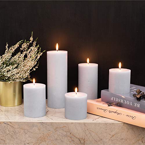 Candwax 3X8 Pillar Candle Set Of 2 - Decorative Rustic Candles Unscented And No Drip Candles - Ideal As Wedding Candles Or Large Candles For Home Interior - Light Gray Candles #TOP6