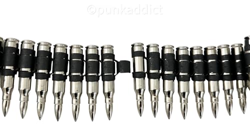 Bullet Belt .223 Caliber Nickel Shell Nickel Tip Defused Dummy Black Link 42" 90 Bullet Link3