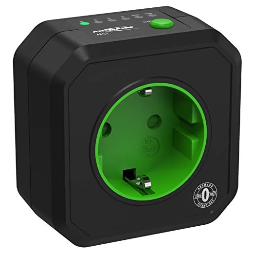 ANSMANN Enchufe con temporizador con 6 programas AES 1 Zero - Programas desde 15 min hasta 8h - Carga máx. 2500W / 10A - Negro y verde
