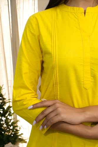 Image of JAIPUR HAND BLOCK Women's Pintuck Plain Short Cotton Kurti|Top STYLE-S91