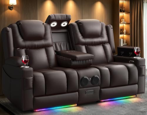 FURNIMAT Power Loveseat Recliner Sofa