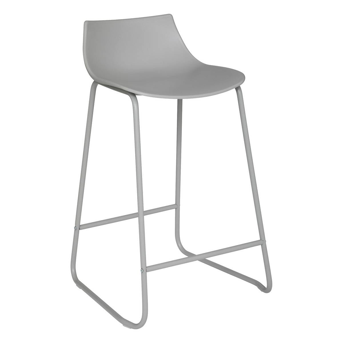 Atmosphera - Sgabello da bar Otac grigio - Altezza 82 cm, Seduta 66 cm - Gambe in metallo, poggiapiedi - Per cucina, isola centrale